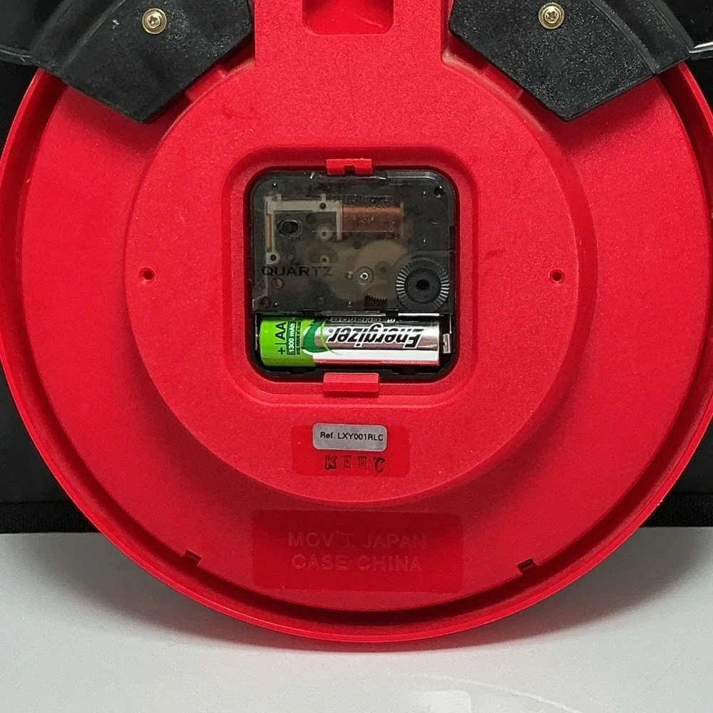 Walt Disney Mickey Mouse quartz wall clock-Lorus Tochigi Tokei Co.-Red-working‎